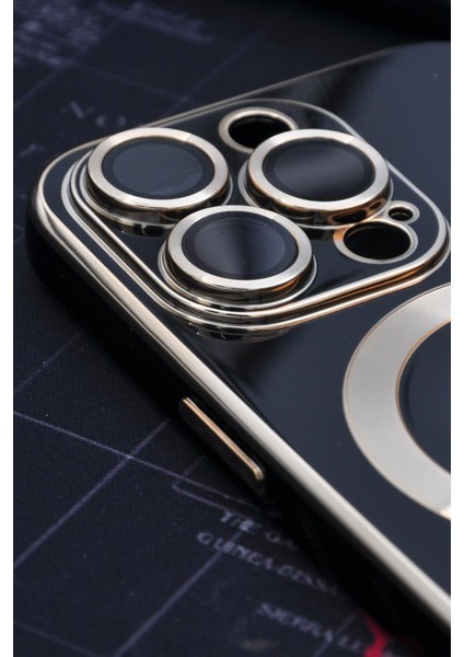 iPhone 14 Pro Uyumlu Magsafe Özellikli Lens Korumalı Lazerli Renkli Kılıf Siyah modelleri
