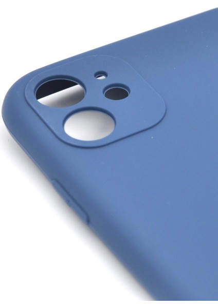 iPhone 11 Uyumlu Düz Renk Esnek Yumuşak Silikon Kılıf Rubber Indigo Mavi