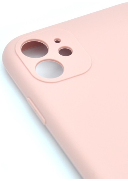 iPhone 11 Uyumlu Düz Renk Esnek Yumuşak Silikon Kılıf Rubber Pembe