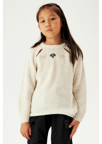 Kız Çocuk Ekru Kazak 23FW0TJ4427 fiyatları