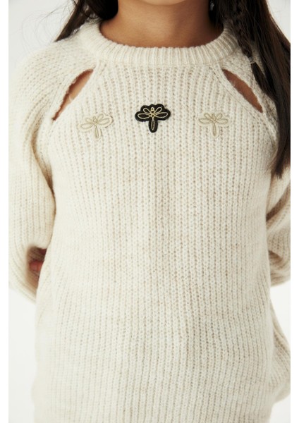 Kız Çocuk Ekru Kazak 23FW0TJ4427 modelleri