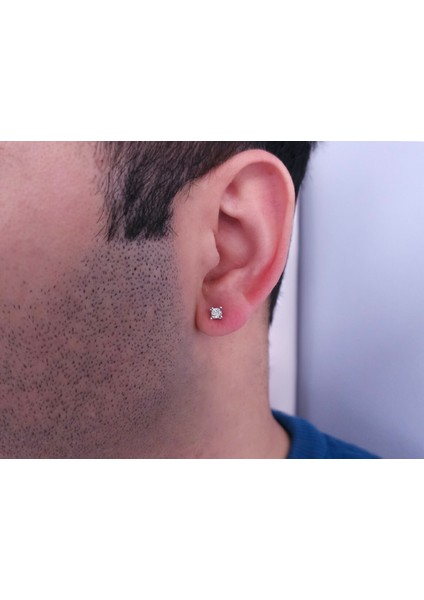 F Renk 0,15 Karat Pırlanta Tektaş Erkek Küpesi 0417E0060 modelleri