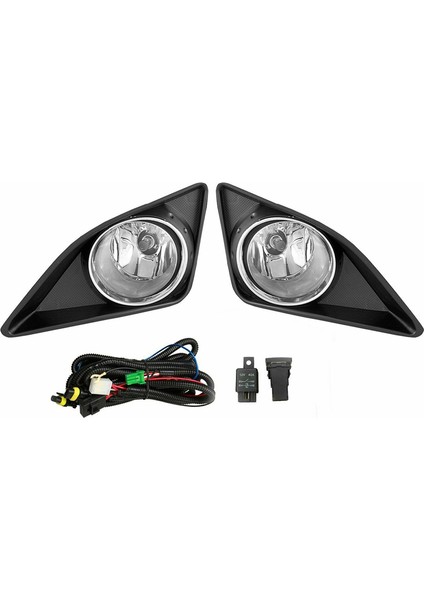 2009-2010 Için Ön Tampon Sis Lambası Şeffaf Lens Sürüş Lambası Kapağı Kablo Demeti Anahtarı Seti Çifti (Yurt Dışından)