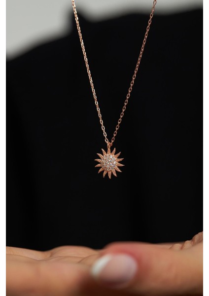 Zirkon Taşlı Rose Güneş Minimal Gümüş Kolye fiyatları