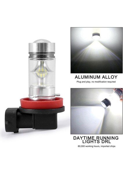 4x H8 H9 H11 H16 6000K Beyaz 100W Yüksek Güçlü LED Sis Farı Sürüş Ampulü Drl (Yurt Dışından)