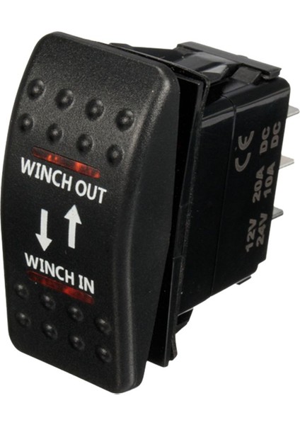 12V 20A Vinç Giriş Vinç Çıkışı Açık-Kapalı-Açık Rocker Anahtarı 7 Pinli LED Kırmızı (Yurt Dışından)