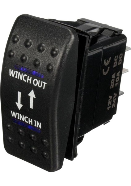 12V 20A Vinç Giriş Vinç Çıkışı Açık-Kapalı-Açık Rocker Anahtarı 7 Pin LED Mavi (Yurt Dışından)