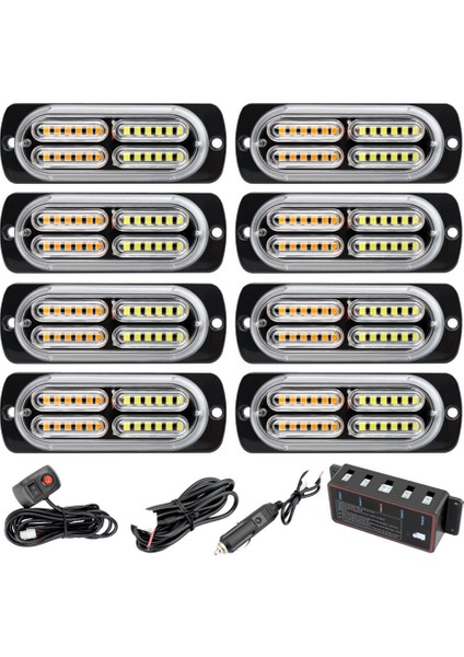 1 Çekici 8 Inç Uyarı Işıkları Strobe Yan Işıklar Izgara Işıkları Sarı (Yurt Dışından)