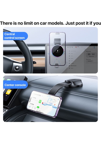 Yüksek Kalite 15W Kablosuz Şarj Manyetik Magsafe Araç Içi Telefon Tutucu Yapışkanlı 360 Derece Dönen