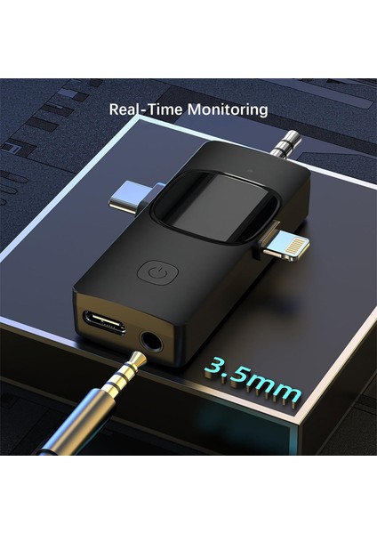 Kablosuz Ikili Yaka Mikrofonu iPhone ile Uyumlu 3.5mm Aux iPhone Type-C Pc Tablet Video Kayıt Röportaj Canlı Yayın Vlog Kablosuz Mikrofon USB C ve Amfi ve Bilgisayar Uyumlu ZR564
