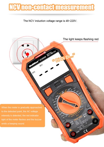 VC890D Ölçü Aleti Multimetre Avometre Nvc Işıklı Ekran El Feneri True Rms
