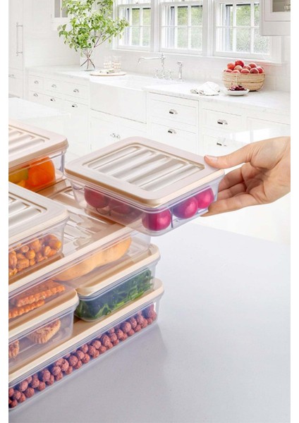 2'li Set Freshbox Mikrodalga ve Difrize Uygun Saklama Kabı Krem