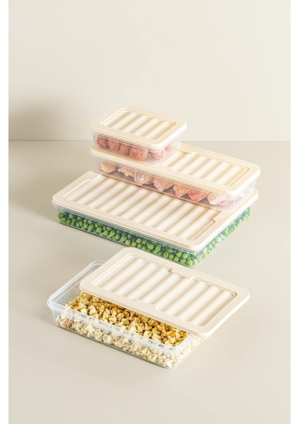 2'li Set Freshbox Mikrodalga ve Difrize Uygun Saklama Kabı Krem