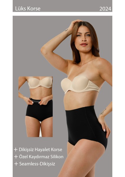 Yüksek Bel Iz Yapmaz Görünmez Ekstra Toparlayıcı Silikonlu Kadın Bel Slip Külot Korse Siyah fiyatları