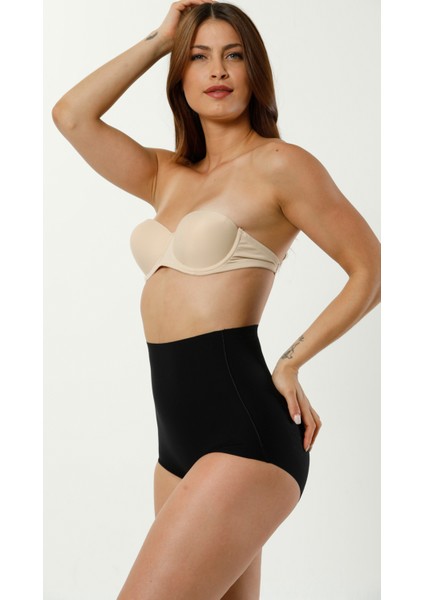 Yüksek Bel Iz Yapmaz Görünmez Ekstra Toparlayıcı Silikonlu Kadın Bel Slip Külot Korse Siyah fırsatları