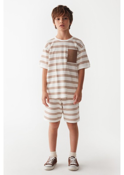 Çizgili 2'li Erkek Çocuk Şortlu Takım