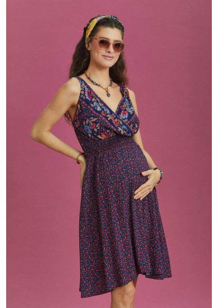 Bohem Tarz Kruvaze V Yaka Hamile Elbise modelleri
