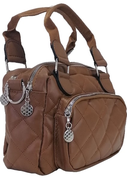 LV-400 Suni Deri Uzun Kol Askılı Kadın El ve Omuz Çantası - Taba