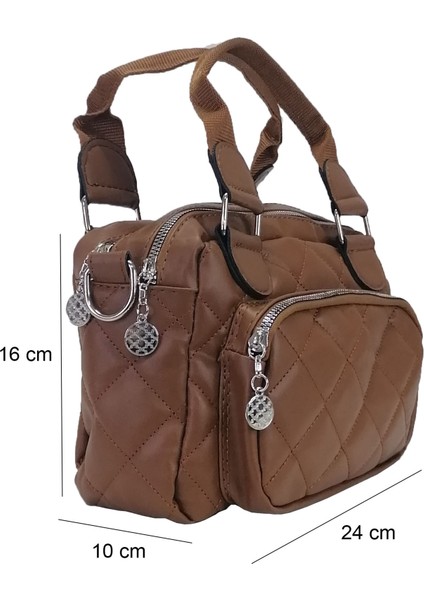 LV-400 Suni Deri Uzun Kol Askılı Kadın El ve Omuz Çantası - Taba modelleri