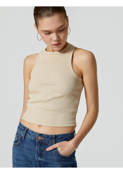 4SAL30065IK 050 Bej Genc Kız Jersey Kolsuz Basıc T-Shırt fiyatları