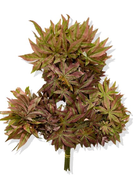 Yapay Kızıl Soft Çınar Yağrağı Demeti 12 Adet 60 cm