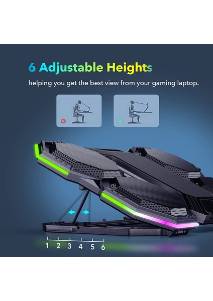 Idock F12 - 2600RPM Yüksek Devirli Fan Gaming Laptop Soğutucu Stand