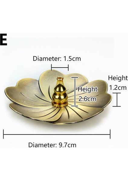 No.5 Tarzı Pirinç Lotus Tütsü Brülör Tutucu Retro Tütsü Çubukları Brülör Tütsü Kül Yakalayıcı Buhurdanlık Tutucu Plaka Budizm Zen Dekor (Yurt Dışından)