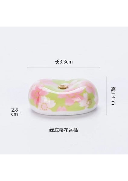 Yeşil Kiraz Çiçeği Stili Seramik Tütsü Çubuğu Japon Tarzı Kiraz Çiçeği Bakla Tütsü Tutucu Chopstick Dinlenme Küçük Süsleme (Yurt Dışından)