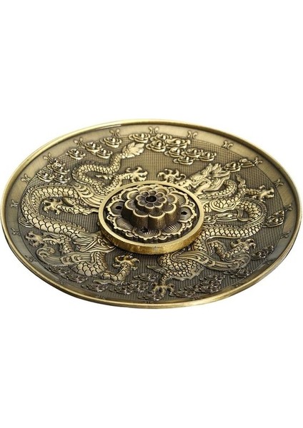 Çift Ejderha Bronz Stili Çin Ejderha Tütsü Tutucu Retro 5 Delik Lotus Tütsü Brülörleri Sopa Koni Buhurdan Plaka Budizm Ev Ofis Dekorasyon El Sanatları (Yurt Dışından)