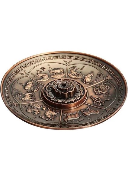 Zodyak Kırmızı Bakır Stili Çin Ejderha Tütsü Tutucu Retro 5 Delik Lotus Tütsü Brülörleri Sopa Koni Buhurdan Plaka Budizm Ev Ofis Dekorasyon El Sanatları (Yurt Dışından)
