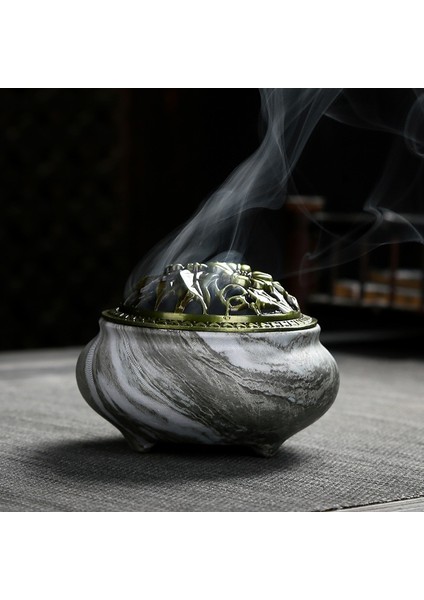Dark Gray Censer Style Seramik Tütsü Ocağı Geri Akış Tütsü Ocağı Tütsülük Seramik Ev Dekorasyonu Quemador De Incienso Wierook Waterval (Yurt Dışından)
