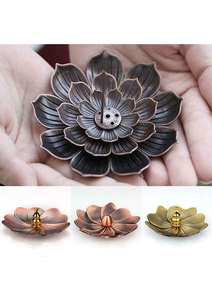 No.10 Tarzı Retro Alaşım Tütsü Brülör Budizm Bobin Lotus Çiçeği Şekli Buhurdan Bronzecopper Ev Masa Dekoru Zanaat Sopa Koni Buhurdan Tutucu (Yurt Dışından)