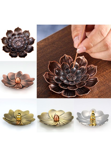 No.10 Tarzı Retro Alaşım Tütsü Brülör Budizm Bobin Lotus Çiçeği Şekli Buhurdan Bronzecopper Ev Masa Dekoru Zanaat Sopa Koni Buhurdan Tutucu (Yurt Dışından)