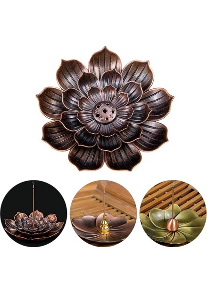 No.10 Tarzı Retro Alaşım Tütsü Brülör Budizm Bobin Lotus Çiçeği Şekli Buhurdan Bronzecopper Ev Masa Dekoru Zanaat Sopa Koni Buhurdan Tutucu (Yurt Dışından)