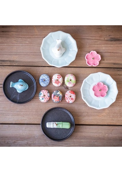 Pembe Kiraz Çiçeği Stili Seramik Tütsü Çubuğu Japon Tarzı Kiraz Çiçeği Bakla Tütsü Tutucu Chopstick Dinlenme Küçük Süsleme (Yurt Dışından) modelleri