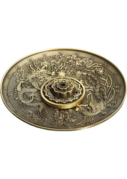 Dragon Phenix Bronz Stili Çin Ejderha Tütsü Tutucu Retro 5 Delik Lotus Tütsü Brülörleri Sopa Koni Buhurdan Plaka Budizm Ev Ofis Dekorasyon El Sanatları (Yurt Dışından)