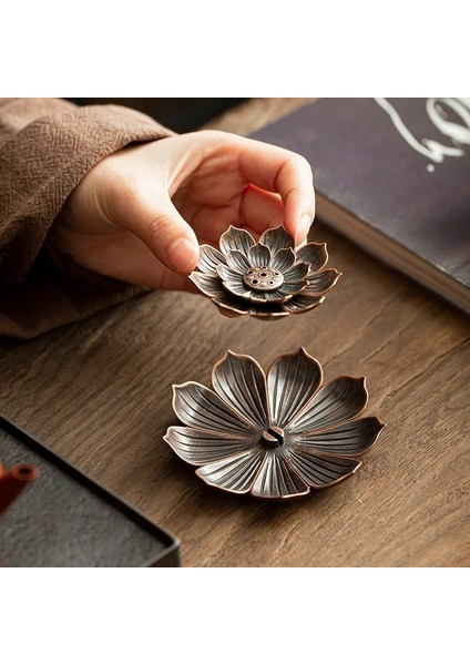 Kırmızı Stil Lotus Şekilli Tütsü Tabağı Sandal Ağacı Brülör Çubuk Buhurdan Ev Yoga Stüdyoları Budizm Nasturtium Tütsü Hattı Tutucu (Yurt Dışından)