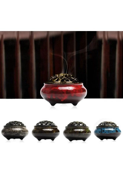 Pembe Tarzı Creative Coil Censer Burners Home Decor Ceramic Stick Burner With Copper Cover Buddha Sandalwood Incense Holder Ornaments (Yurt Dışından) fiyatları