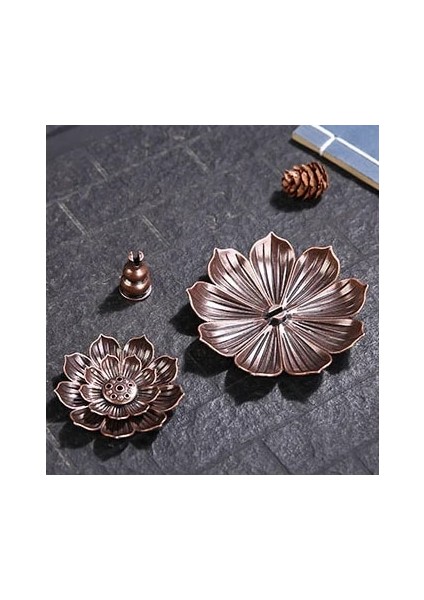 Antik Bakır Tarzı Çinko Alaşım Tütsü Brülörü - Lotus Çubuğu Tütsülük Sökülebilir Kül Yakalayıcı ile 5 Tütsü Deliği (Yurt Dışından)