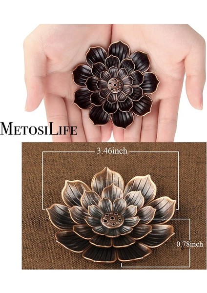 Antik Bakır Tarzı Çinko Alaşım Tütsü Brülörü - Lotus Çubuğu Tütsülük Sökülebilir Kül Yakalayıcı ile 5 Tütsü Deliği (Yurt Dışından) fırsatları