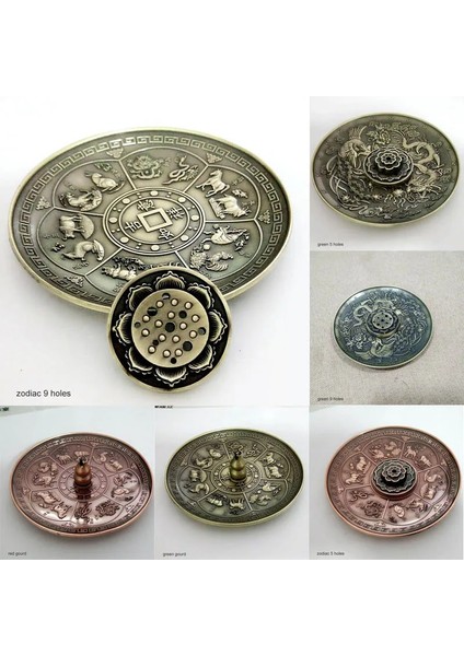 Zodyak 9 Delik Stili Fırın Tütsü Tabanı Tütsü Çubuğu Kırmızı Bronz Ejderha Desen Tutucu Ese Zodyak Buhurdan Tabağı Mum Aromaterapi (Yurt Dışından) indirimleri