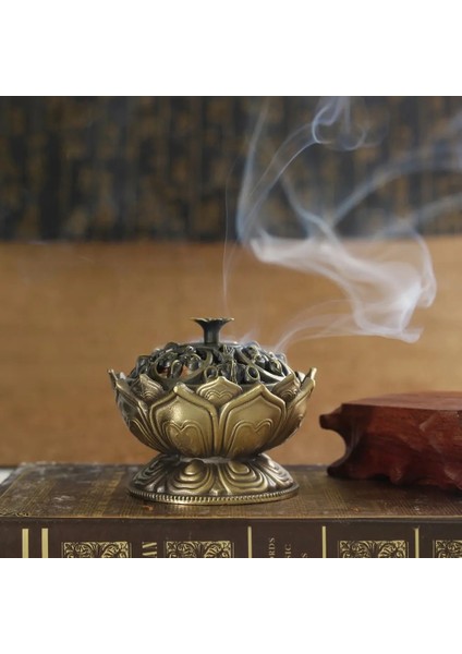 Lotus Çiçeği Tütsü Brülör Budizm Buda Tutucu Pirinç Mini Buhurdan Tütsü Metal El Sanatları Ev Dekorasyonu (Yurt Dışından)