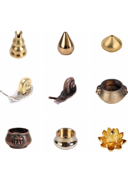 No.13 Tarzı 1pc Mini Cafe Ornament Home Decor Buddhism Gadgets Ash Catcher Joss-Stick Inserted Incense Holder Copper Censer (Yurt Dışından)