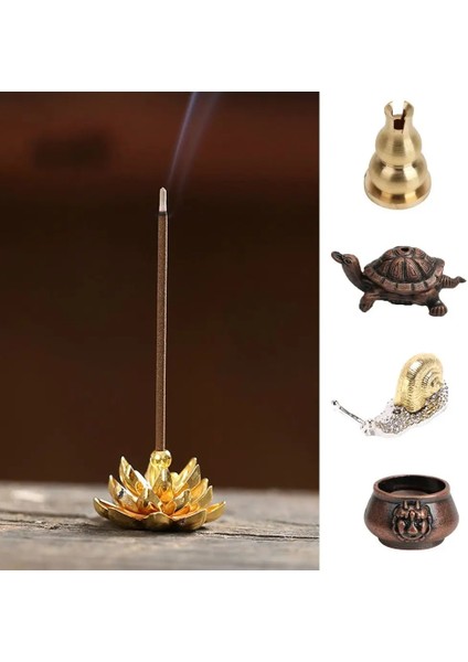 No.13 Tarzı 1pc Mini Cafe Ornament Home Decor Buddhism Gadgets Ash Catcher Joss-Stick Inserted Incense Holder Copper Censer (Yurt Dışından)