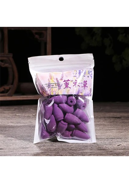 45 Adet Lavanta Tarzı Küçük Keşiş Buhurdan Buda Tütsü Tutucu Geri Akış Tütsü Brülör + Şelale Aroma Koku Konileri Ev Dekorasyonu Soba (Yurt Dışından)