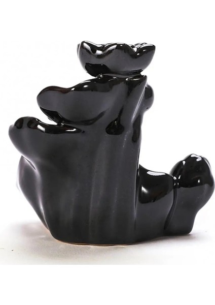 Siyah Stil Ceramic Back Flow Incense Burner Mini Waterfall Incense Holder Mountain Stream Ornaments Glazed Porcelain Censerhome Decoration (Yurt Dışından)