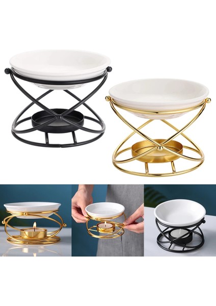 Altın Tarzı Metal Oil Burner Wax Melt Ceramic Candle Holder Aroma Oil Warmer Spa Yoga Room Meditation Home Decoration Essential Oil Burner (Yurt Dışından) indirimleri