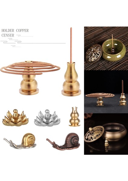 Lotus Altın Rengi Stili Kül Yakalayıcı Joss-Stick Takılı Tütsü Tutucu Bakır Buhurdan Mini Şişe Kabak Lotus Salyangoz Cafe Süsleme Budizm Alet Dekor (Yurt Dışından) fiyatları