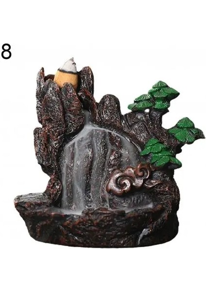 No.8 Stili Reçine Duman Şelale Tütsü Brülör Yaratıcı Ev Dekorasyonu Dağlar Nehirler Tütsü Brülörleri Tutucu Buhurdan Aromaterapi Ev Dekorasyonu (Yurt Dışından)