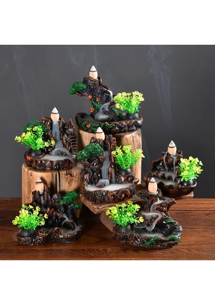 No.11 Stili Incense Burner Mountains River Waterfall Decoration For Home Fragrance Fireplace Backflow Aroma Smoke Fountain Zen Censer Holder (Yurt Dışından) modelleri